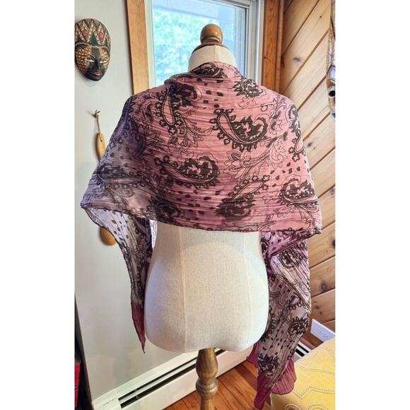 100% Silk Paisley Bead Embroidered Scarf - Picture 4 of 6